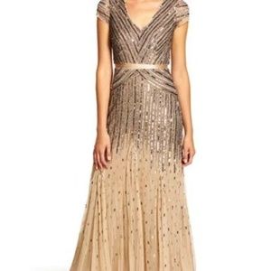 Adrianna Papell V-Neck Beaded Gown